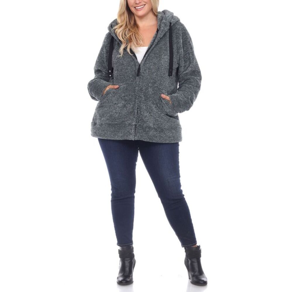 Plus Size Hooded Sherpa Jacket